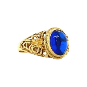 Sale Gouden ring met blauw glas 18 krt Ringen Met Edelsteen