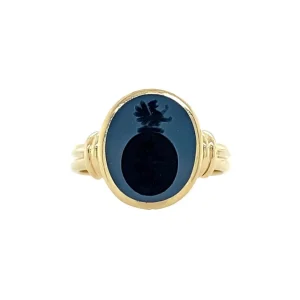 New Gouden ring met blauwe laagsteen 14 krt Ringen Met Edelsteen