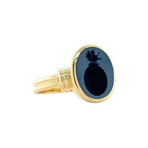 New Gouden ring met blauwe laagsteen 14 krt Ringen Met Edelsteen