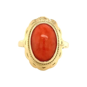 Fashion Gouden ring met bloedkoraal 14 krt Ringen Met Edelsteen