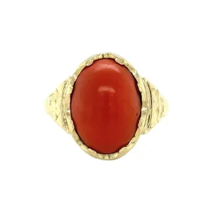 Discount Gouden ring met bloedkoraal 14 krt Ringen Met Edelsteen