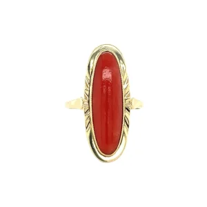 Online Gouden ring met bloedkoraal 14 krt Ringen Met Edelsteen