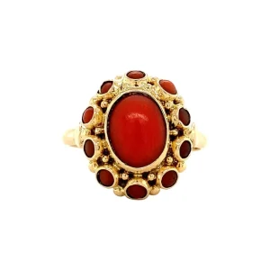 New Gouden ring met bloedkoraal 14 krt Entourage Ring | Ringen Met Edelsteen
