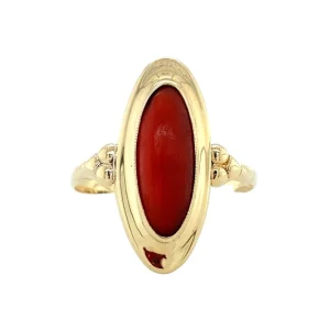 Fashion Gouden ring met bloedkoraal 14 krt Ringen Met Edelsteen