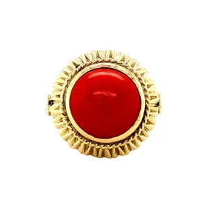 New Gouden ring met bloedkoraal 14 krt Ringen Met Edelsteen