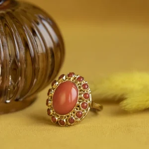 Discount Gouden ring met bloedkoraal 14 krt Ringen Met Edelsteen