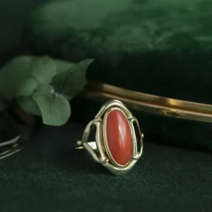 Online Gouden ring met bloedkoraal 14 krt Ringen Met Edelsteen