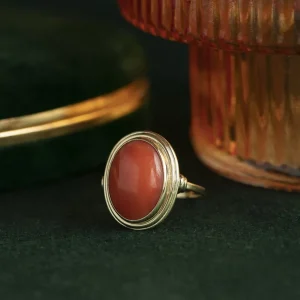 Sale Gouden ring met bloedkoraal 14 krt Ringen Met Edelsteen