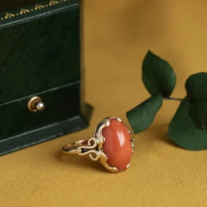 Fashion Gouden ring met bloedkoraal 14 krt Ringen Met Edelsteen