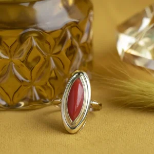 Sale Gouden ring met bloedkoraal 14 krt Ringen Met Edelsteen