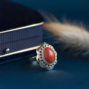 Fashion Gouden ring met bloedkoraal 14 krt Ringen Met Edelsteen