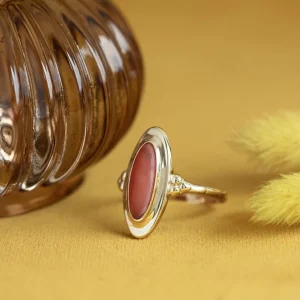 Fashion Gouden ring met bloedkoraal 14 krt Ringen Met Edelsteen