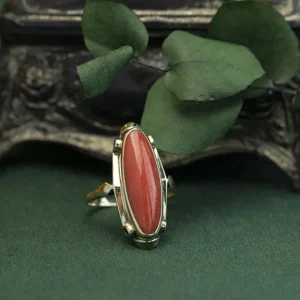 Sale Gouden ring met bloedkoraal 14 krt Ringen Met Edelsteen