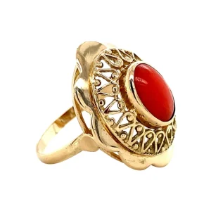 Online Gouden ring met bloedkoraal 14 krt Ringen Met Edelsteen