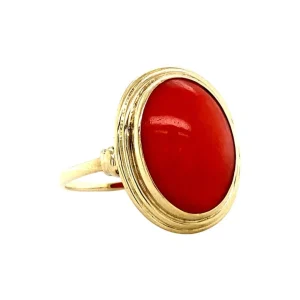 Sale Gouden ring met bloedkoraal 14 krt Ringen Met Edelsteen