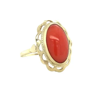 Hot Gouden ring met bloedkoraal 14 krt Ringen Met Edelsteen