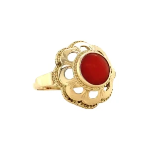 Sale Gouden ring met bloedkoraal 14 krt Ringen Met Edelsteen