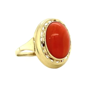Discount Gouden ring met bloedkoraal 14 krt Ringen Met Edelsteen