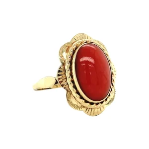 Clearance Gouden ring met bloedkoraal 14 krt Ringen Met Edelsteen