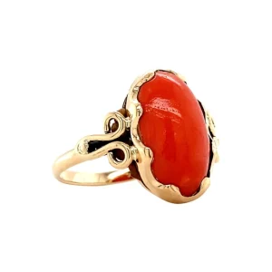 Fashion Gouden ring met bloedkoraal 14 krt Ringen Met Edelsteen
