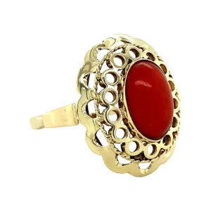 Sale Gouden ring met bloedkoraal 14 krt Ringen Met Edelsteen