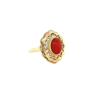 Sale Gouden ring met bloedkoraal 14 krt Ringen Met Edelsteen