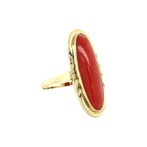 Online Gouden ring met bloedkoraal 14 krt Ringen Met Edelsteen