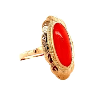 Online Gouden ring met bloedkoraal 14 krt Ringen Met Edelsteen