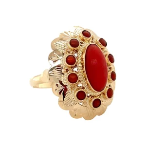 Sale Gouden ring met bloedkoraal 14 krt Ringen Met Edelsteen