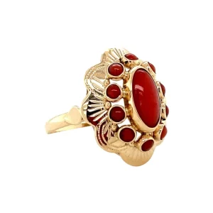 Outlet Gouden ring met bloedkoraal 14 krt Ringen Met Edelsteen