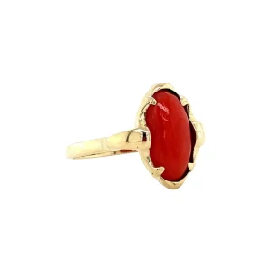 Outlet Gouden ring met bloedkoraal 14 krt Ringen Met Edelsteen