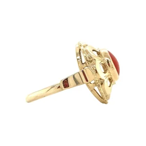 Sale Gouden ring met bloedkoraal 14 krt Ringen Met Edelsteen