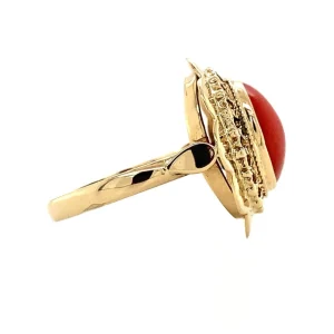 Fashion Gouden ring met bloedkoraal 14 krt Ringen Met Edelsteen
