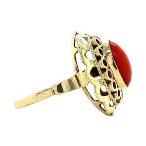Sale Gouden ring met bloedkoraal 14 krt Ringen Met Edelsteen