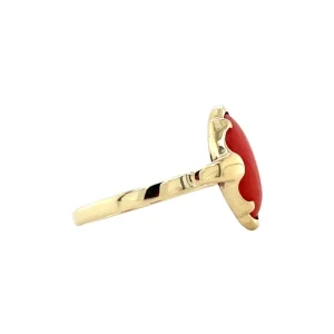 Outlet Gouden ring met bloedkoraal 14 krt Ringen Met Edelsteen