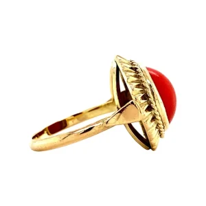 New Gouden ring met bloedkoraal 14 krt Ringen Met Edelsteen