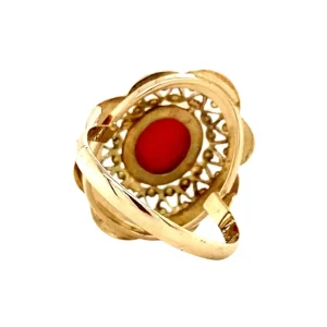 Online Gouden ring met bloedkoraal 14 krt Ringen Met Edelsteen