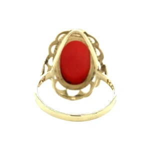 Hot Gouden ring met bloedkoraal 14 krt Ringen Met Edelsteen