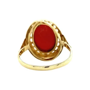 Discount Gouden ring met bloedkoraal 14 krt Ringen Met Edelsteen