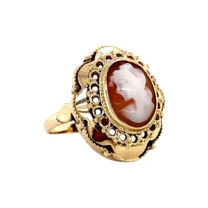 Clearance Gouden ring met camee 14 krt Ringen Met Edelsteen