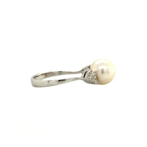 Fashion Gouden ring met diamant en parel 18 krt Gouden Ringen | Diamanten Ringen