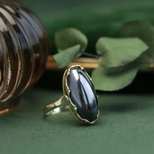 Outlet Gouden ring met hematiet 14 krt Ringen Met Edelsteen
