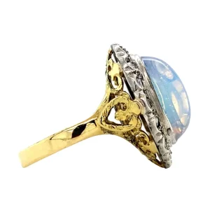 Sale Gouden ring met kleursteen en roosdiamant 18 krt/925 Diamanten Ringen | Ringen Met Edelsteen