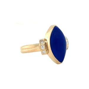 New Gouden ring met lapis lazuli en diamant 14 krt Diamanten Ringen | Ringen Met Edelsteen