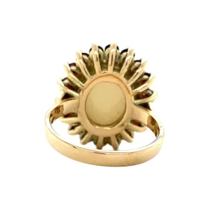 Hot Gouden ring met opaal en granaat 14 krt Ringen Met Edelsteen