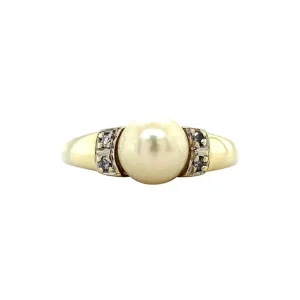 Fashion Gouden ring met parel en diamant 14 krt Diamanten Ringen | Ringen Met Edelsteen