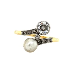 Online Gouden ring met parel en diamant 18 krt Diamanten Ringen | Ringen Met Edelsteen