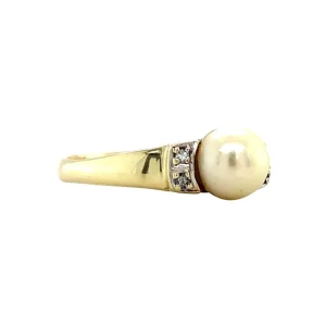 Fashion Gouden ring met parel en diamant 14 krt Diamanten Ringen | Ringen Met Edelsteen