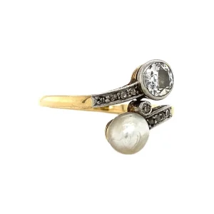 Online Gouden ring met parel en diamant 18 krt Diamanten Ringen | Ringen Met Edelsteen