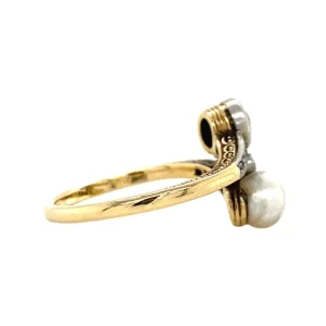 Online Gouden ring met parel en diamant 18 krt Diamanten Ringen | Ringen Met Edelsteen